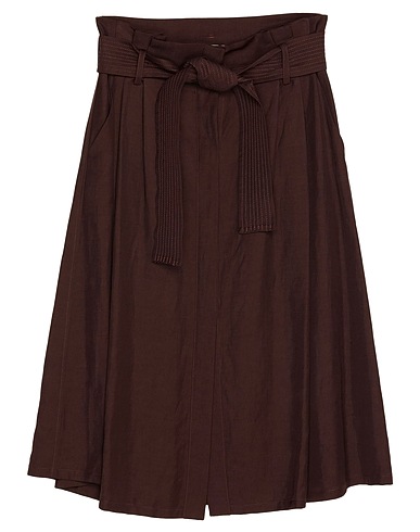 P.A.R.O.S.H. Midi skirt Dark brown 72% Viscose, 28% Linen