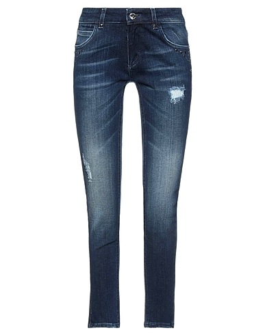 FRANKIE MORELLO Denim pants Blue 99% Cotton, 1% Elastic fibres