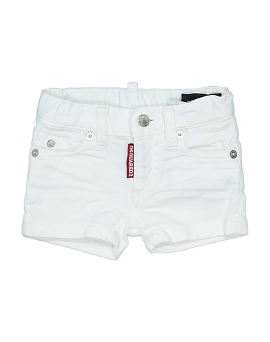 DSQUARED2 Shorts & Bermuda White 98% Cotton, 2% Elastane, Bovine leather