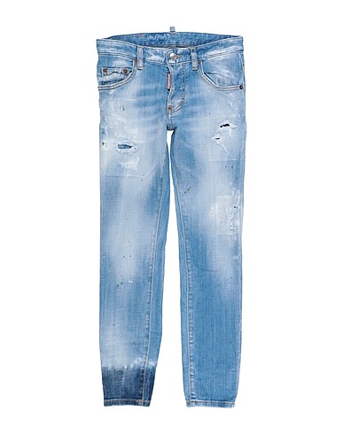 DSQUARED2 Denim pants Blue 98% Cotton, 2% Elastane, Bovine leather