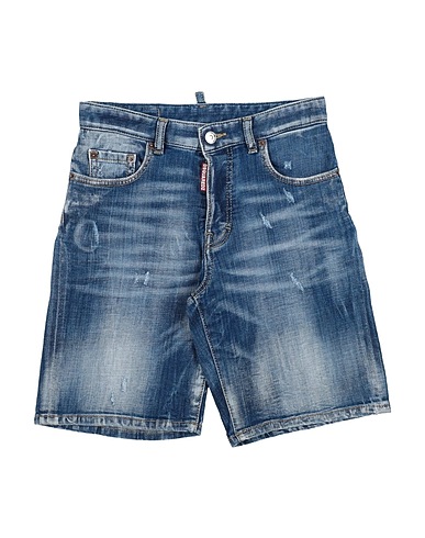 DSQUARED2 Denim shorts Blue 98% Cotton, 2% Elastane, Bovine leather