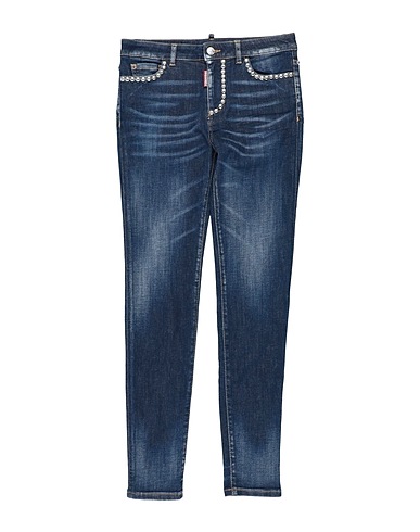 DSQUARED2 Denim pants Blue 98% Cotton, 2% Elastane, Aluminum, Bovine leather
