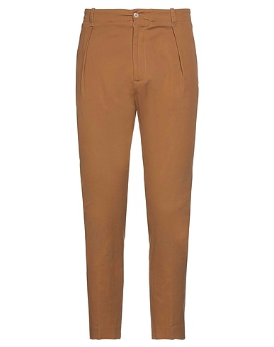 DANIELE ALESSANDRINI Casual trouser Tan 97% Cotton, 3% Elastane