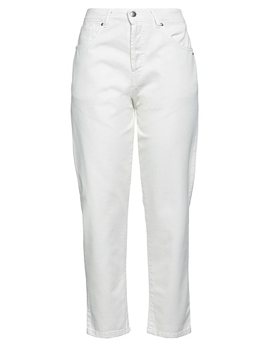BERNA Denim trousers Ivory 100% Cotton