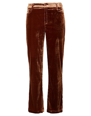 8 by YOOX Casual trouser VELVET STRAIGHT LEG PANTS
 Brown 72% Viscose, 20% Polyamide, 8% Elastane
