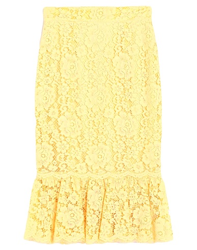 DOLCE&GABBANA Midi skirt Pastel yellow 51% Cotton, 41% Viscose, 8% Polyamide