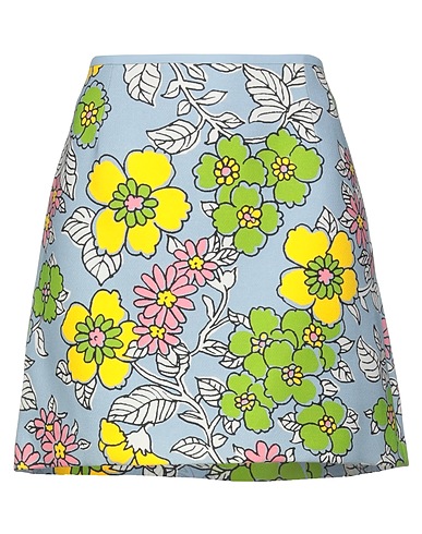 TORY BURCH Mini skirt Sky blue 67% Viscose, 14% Acrylic, 9% Polyester, 7% Wool, 3% Other Fibres