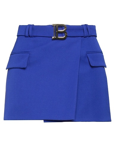 BALMAIN Mini skirt Bright blue 100% Wool