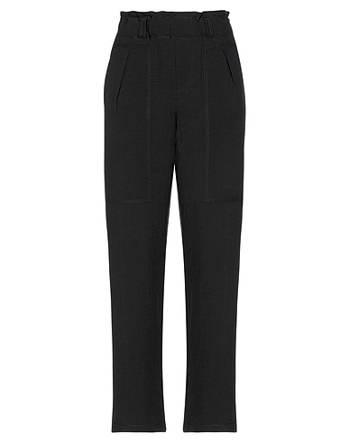 RUE DU BAC Casual pants Black 60% Viscose, 40% Linen