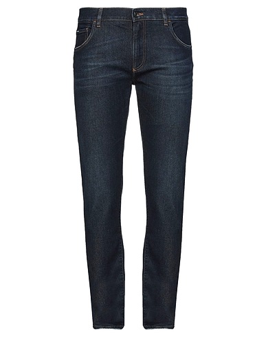 DOLCE&GABBANA Denim pants Blue 98% Cotton, 2% Elastane, Brass, Calfskin