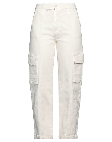 MOTHER Denim trousers Cream 94% Cotton, 4% Polyester, 2% Elastane