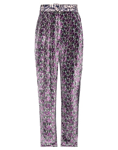 FORTE_FORTE Casual trouser Purple 82% Viscose, 18% Silk