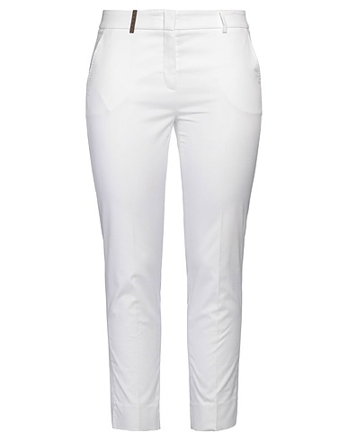 PESERICO Casual pants White 98% Cotton, 2% Elastane