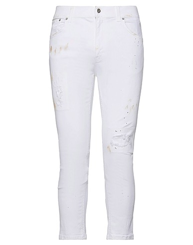 DONDUP Denim pants White 88% Cotton, 7% Elastomultiester, 5% Elastane