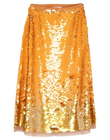 TORY BURCH Gonna midi Giallo ocra 85% Poliestere, 15% Elastan