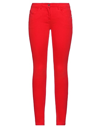 PATRIZIA PEPE Denim trousers Red 92% Cotton, 6% Polyester, 2% Elastane