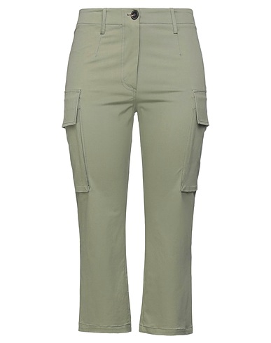AGLINI Casual pants Green 97% Cotton, 3% Elastane