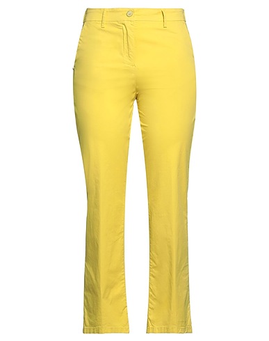 WHITE SAND Casual pants Yellow 97% Cotton, 3% Elastane