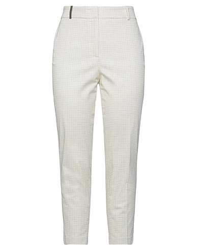 PESERICO Casual pants Ivory 97% Cotton, 3% Elastane