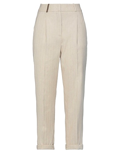 PESERICO Casual trouser Beige 50% Cotton, 49% Linen, 1% Elastane