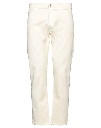 2W2M Denim trousers Ivory 98% Cotton, 2% Elastane
