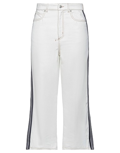 MCQUEEN Denim trousers White 100% Cotton, Polyester, Calfskin
