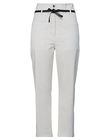 8PM Casual trouser Ivory 98% Cotton, 2% Elastane, Polyurethane, Polyester