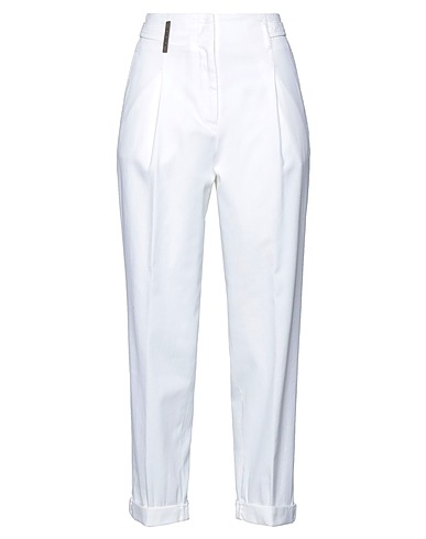 PESERICO Casual trouser Ivory 99% Cotton, 1% Elastane, Soft Leather