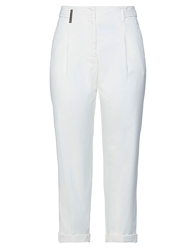 PESERICO Pantalone Bianco 99% Cotone, 1% Elastan, Pelle