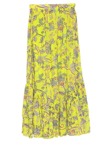 TWINSET Long skirt Yellow 100% Cotton, Polyester