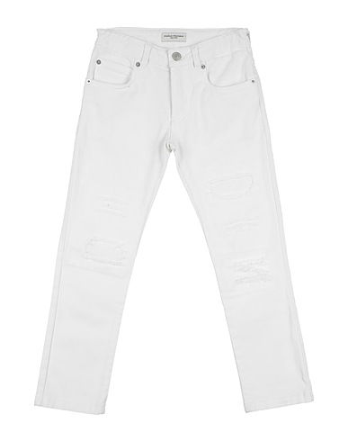 PAOLO PECORA Denim trousers White 97% Cotton, 3% Elastane