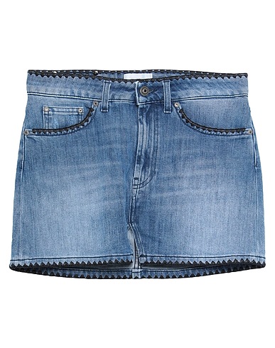DONDUP Mini skirt Blue 89% Cotton, 11% Elastomultiester
