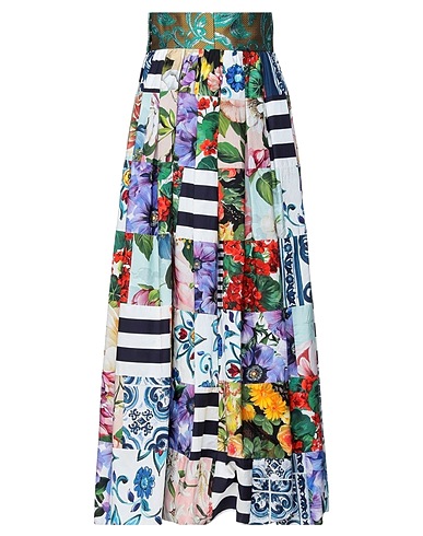 DOLCE&GABBANA Long skirt Green 90% Cotton, 8% Polyester, 2% Metallic Polyester