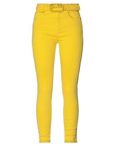 GAëLLE Paris Denim trousers Yellow 88% Cotton, 9% Polyester, 3% Elastane