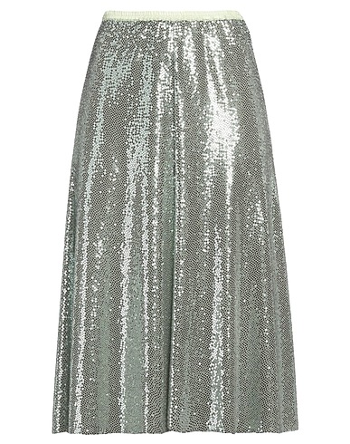FORTE_FORTE Midi skirt Light green 91% Polyamide, 5% Elastane, 4% Metallic fiber, Cupro