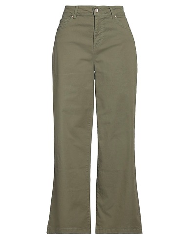 CROCHÈ Denim trousers Military green 97% Cotton, 3% Elastane