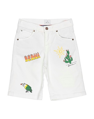 BERNA Denim shorts White 97% Cotton, 3% Elastane