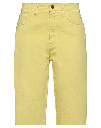 ALYSI Denim shorts Lime green 98% Cotton, 2% Elastane