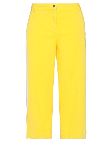 THE EDITOR Casual trouser Yellow 98% Cotton, 2% Elastane