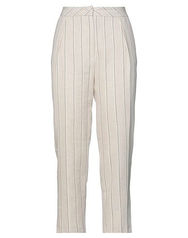 SKILLS & GENES Casual pants Beige 56% Cotton, 26% Linen, 18% Viscose