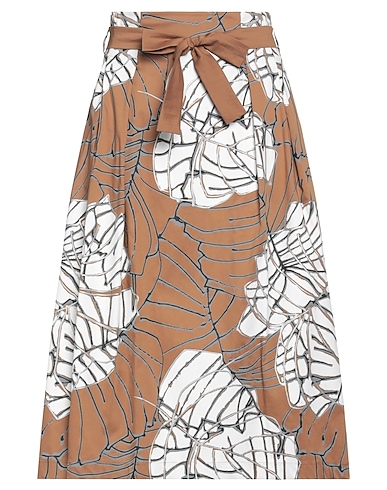 D.EXTERIOR Midi skirt Brown 79% Cotton, 18% Polyamide, 3% Elastane