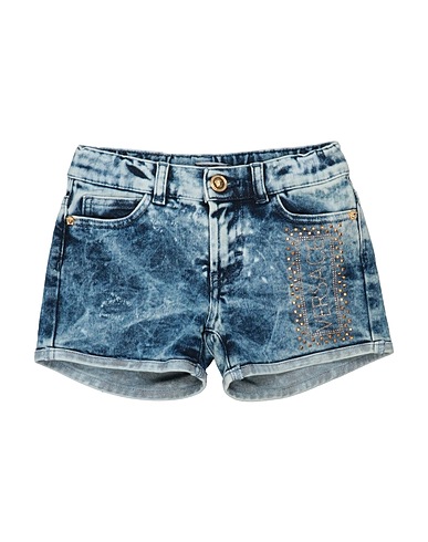 VERSACE YOUNG Shorts jeans Blu 95% Cotone, 3% Elastomultiestere, 2% Elastan