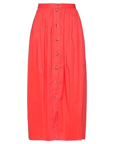 LIVIANA CONTI Midi skirt Red 68% Cotton, 28% Polyamide, 4% Elastane