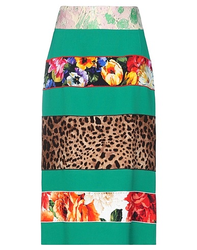 DOLCE&GABBANA Midi skirt Green 60% Viscose, 27% Acetate, 11% Synthetic fibers, 1% Metallic Polyester, 1% Silk