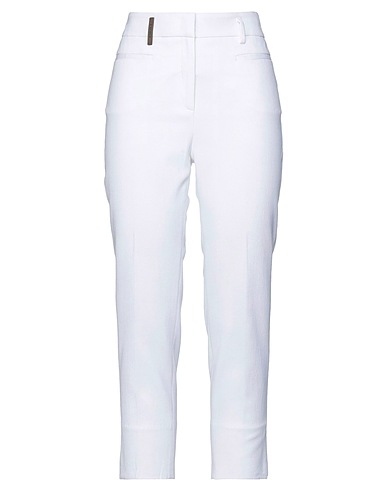 PESERICO Casual trouser White 98% Cotton, 2% Elastane