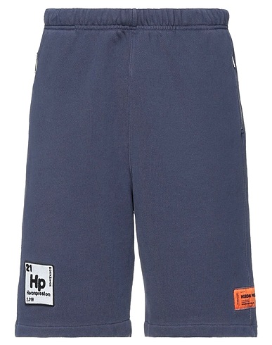HERON PRESTON Shorts & Bermuda Slate blue 100% Cotton, Polyester, Acrylic, Wool