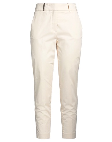 PESERICO Casual pants Ivory 97% Cotton, 3% Elastane