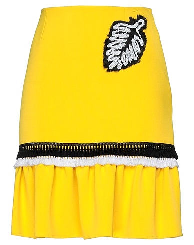 AU JOUR LE JOUR Mini skirt Yellow 63% Polyester, 27% Viscose, 7% Cotton, 3% Elastane