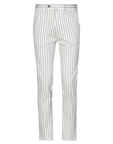 B SETTECENTO Casual trouser White 98% Cotton, 2% Elastane