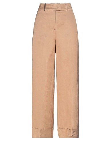 PESERICO Casual trouser Camel 61% Viscose, 21% Linen, 18% Cotton